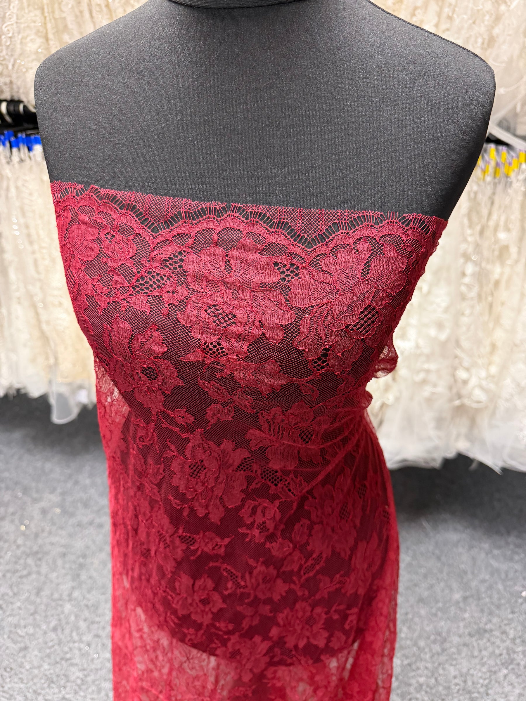 Bordeaux Red Chantilly Lace - P177