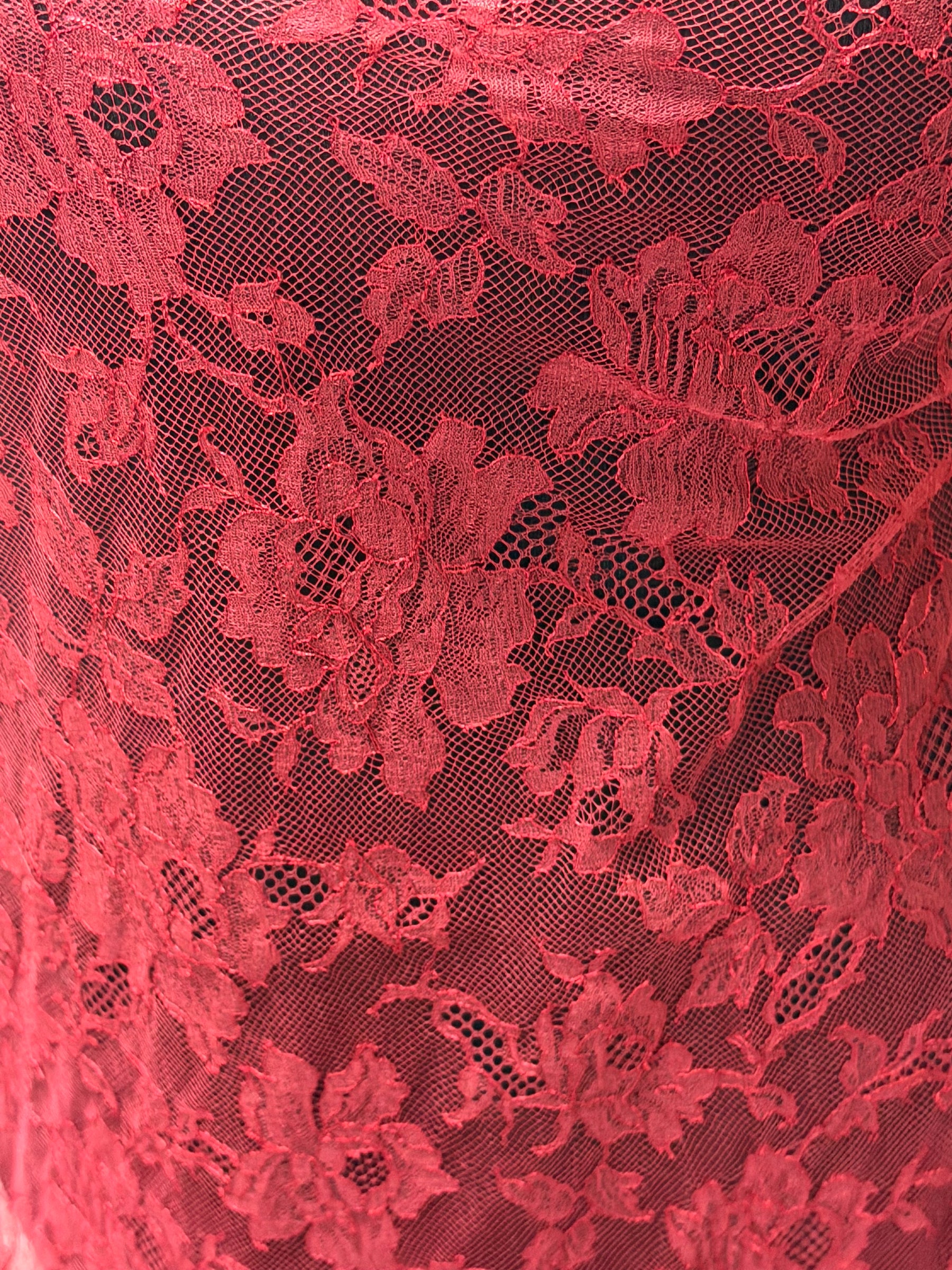 Bordeaux Red Chantilly Lace - P177