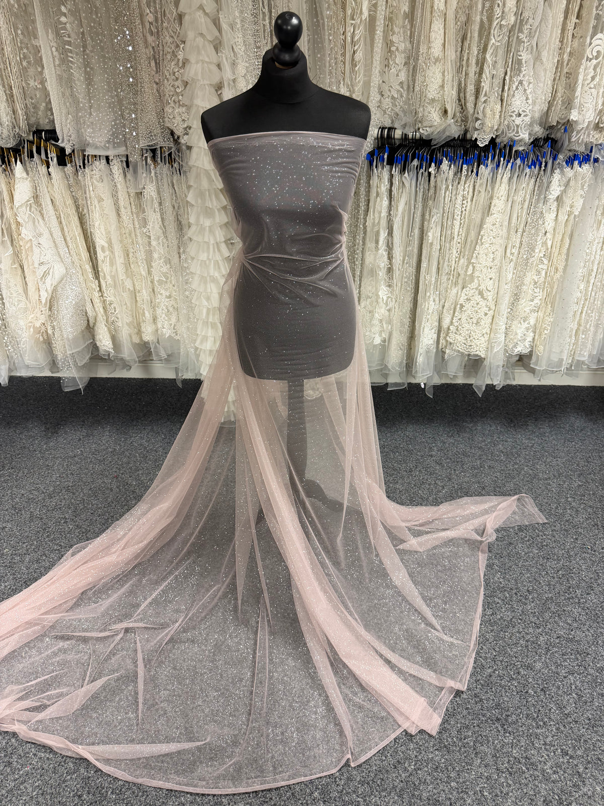 Pink with Silver Glitter Tulle - TU0053