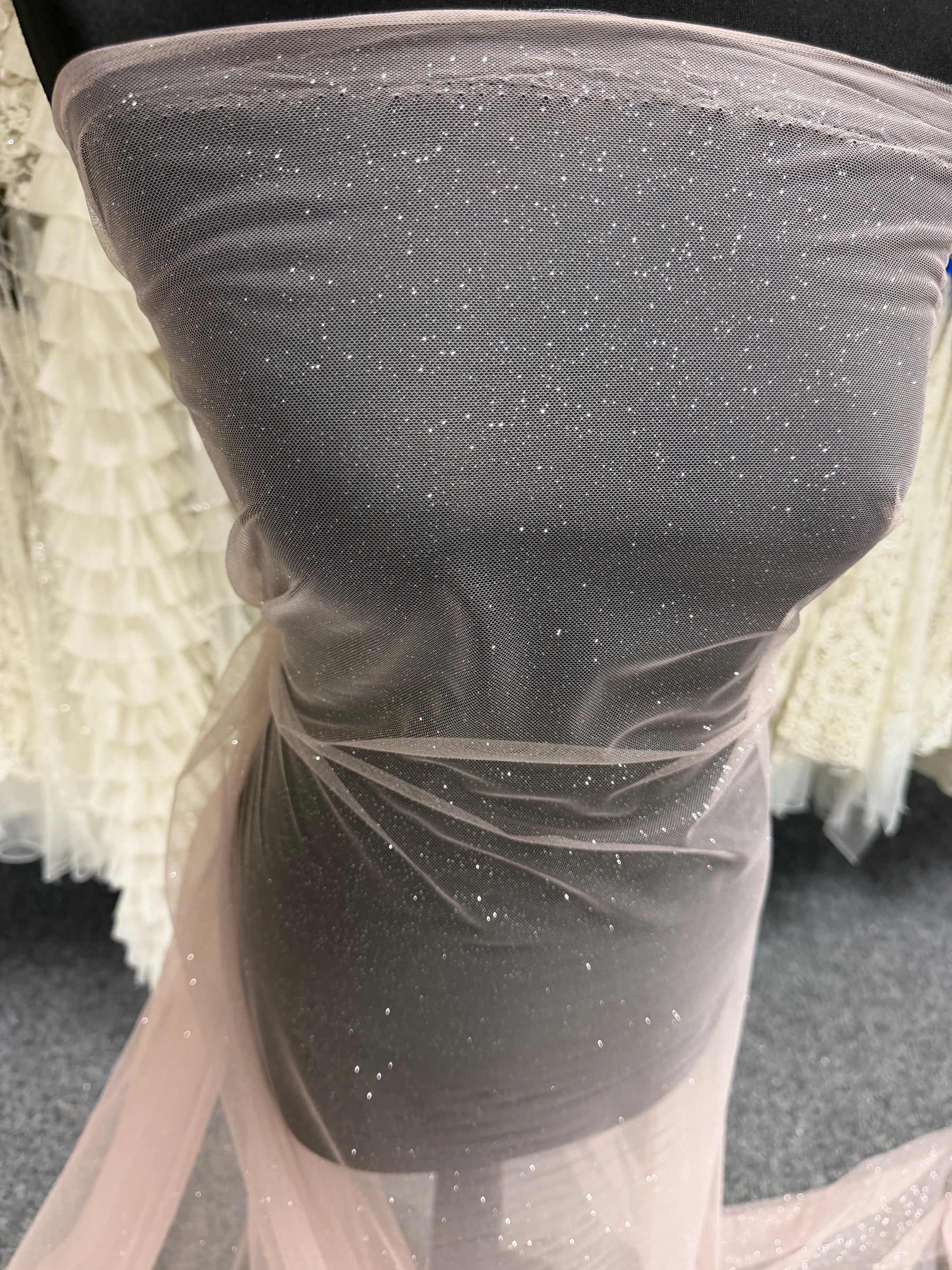 Pink with Silver Glitter Tulle - TU0053