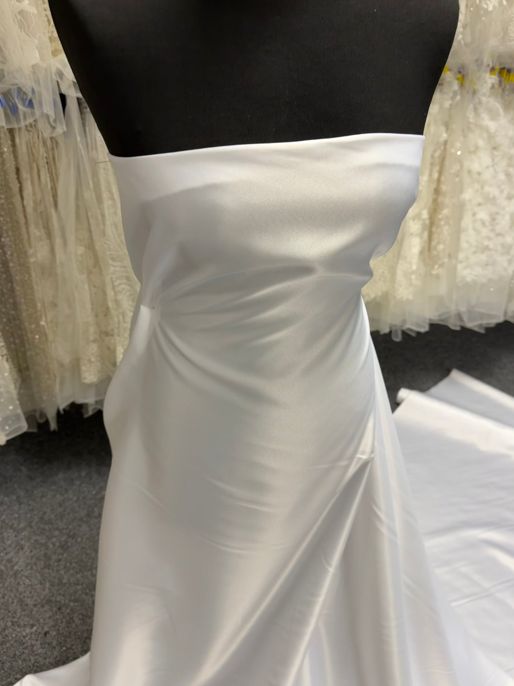 White Polyester Lightweight Duchess Satin - P44