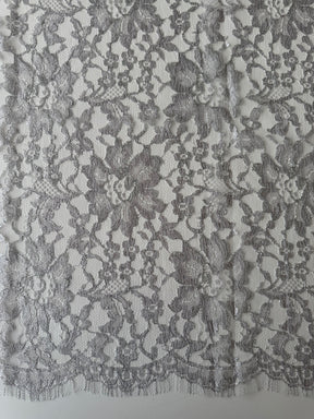 Silver Metallic Chantilly Lace - P184