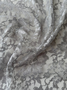 Silver Metallic Chantilly Lace - P184