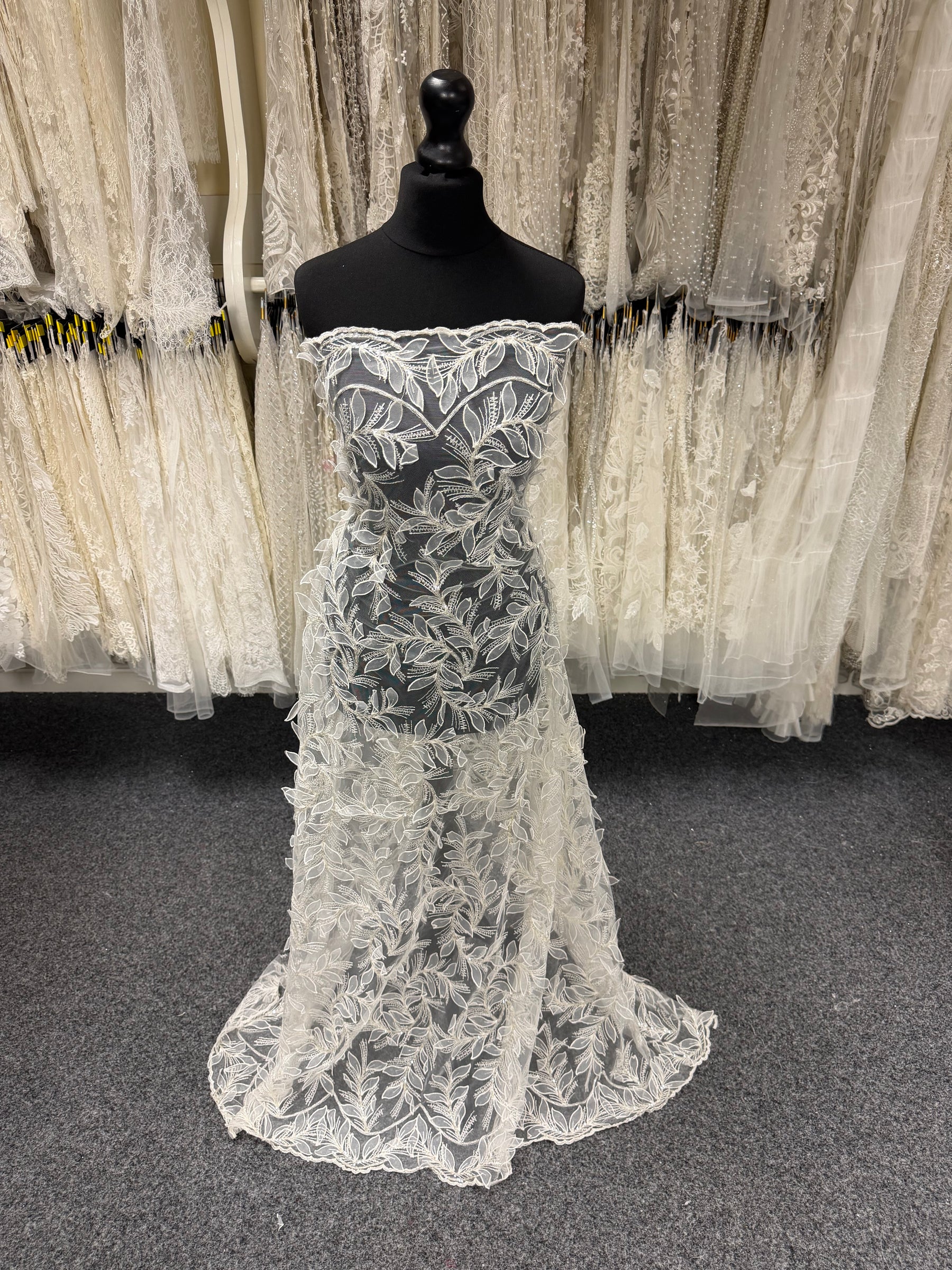 Ivory Embroidered Beaded Tulle - P956