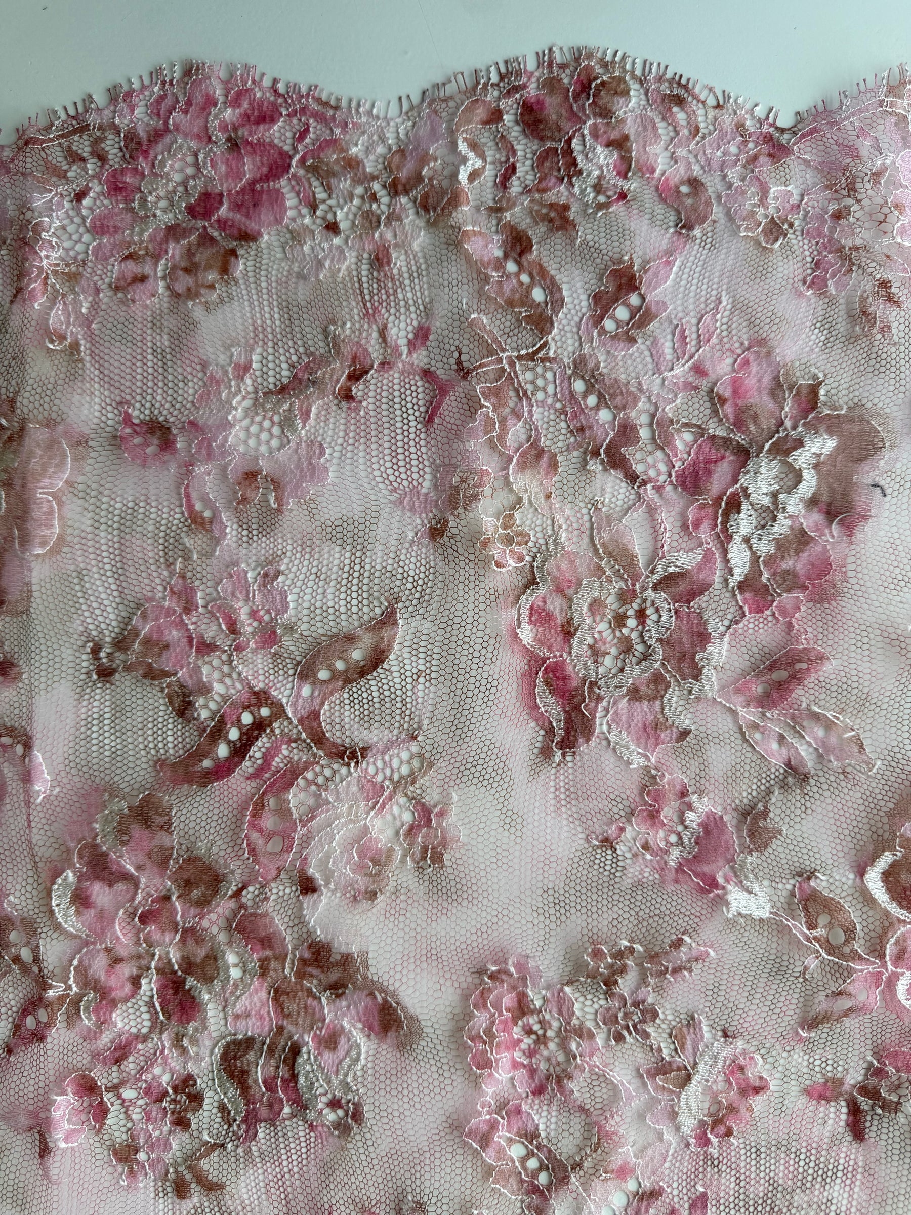 Pink Printed Chantilly Lace - P190
