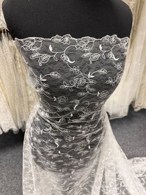 Ivory Embroidered Tulle - P808