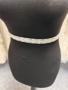 Ivory/Clear Beaded Sequin Edging - T955