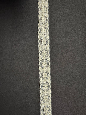 Ivory/Clear Beaded Sequin Edging - T955