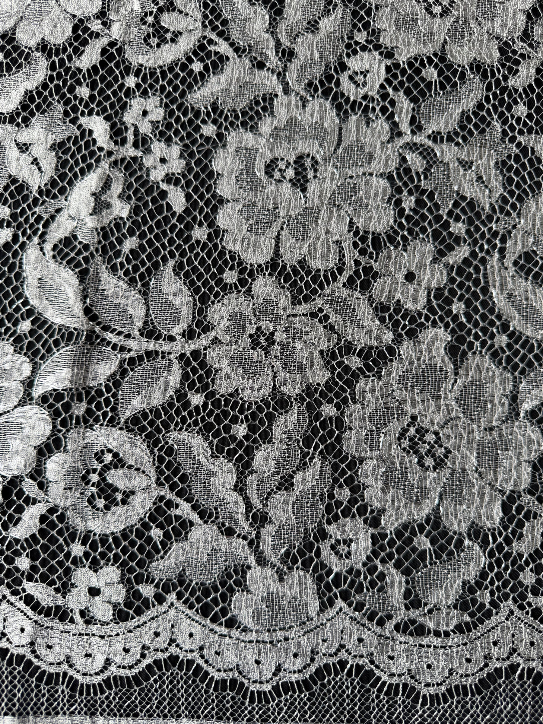 Ivory and Silver Chantilly Lace - P178
