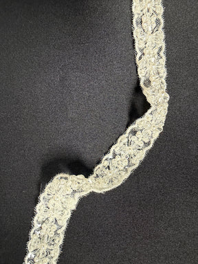 Ivory/Clear Beaded Sequin Edging - T955