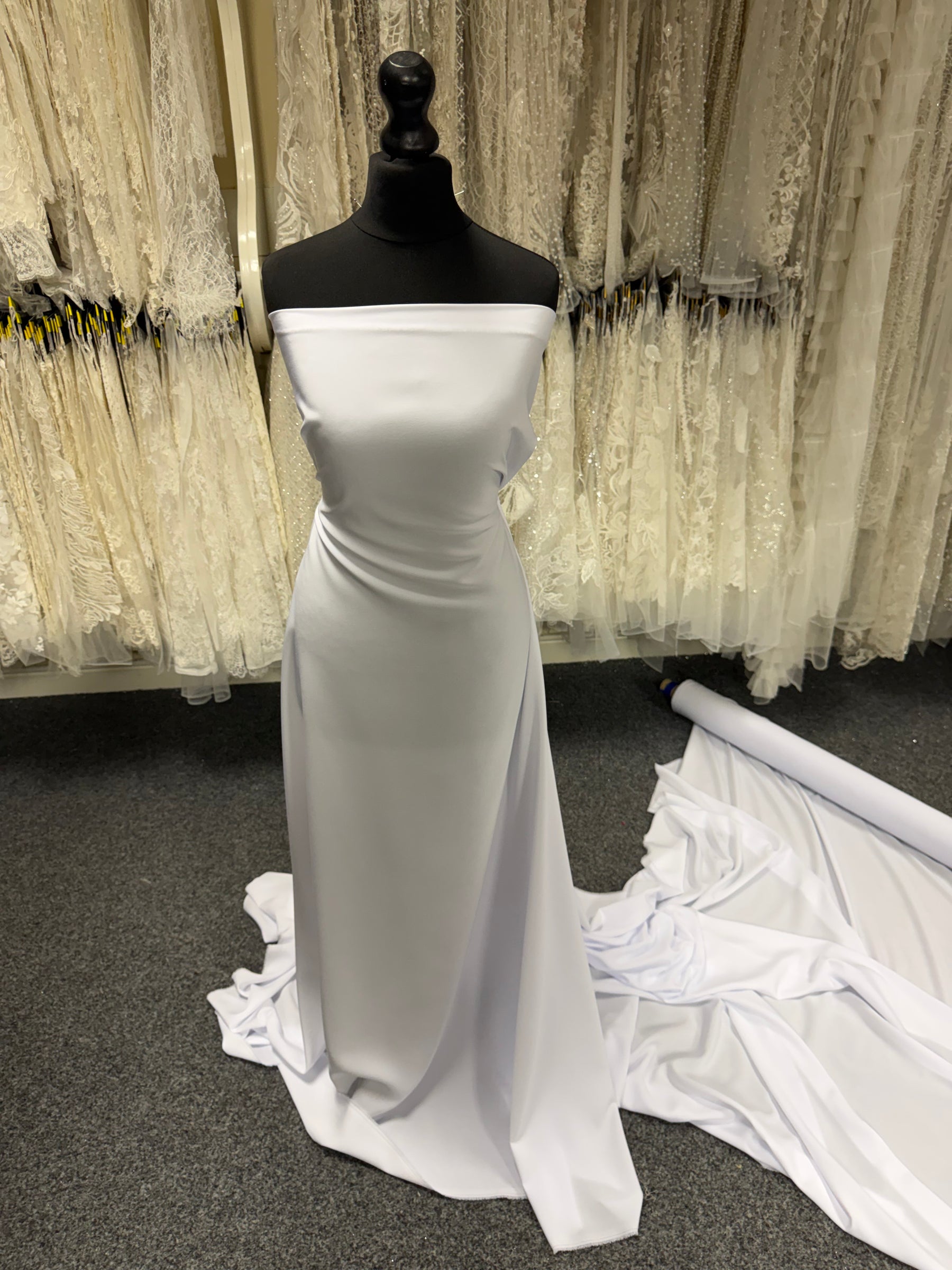 Lightweight White Polyester Satin - Juxtaposition