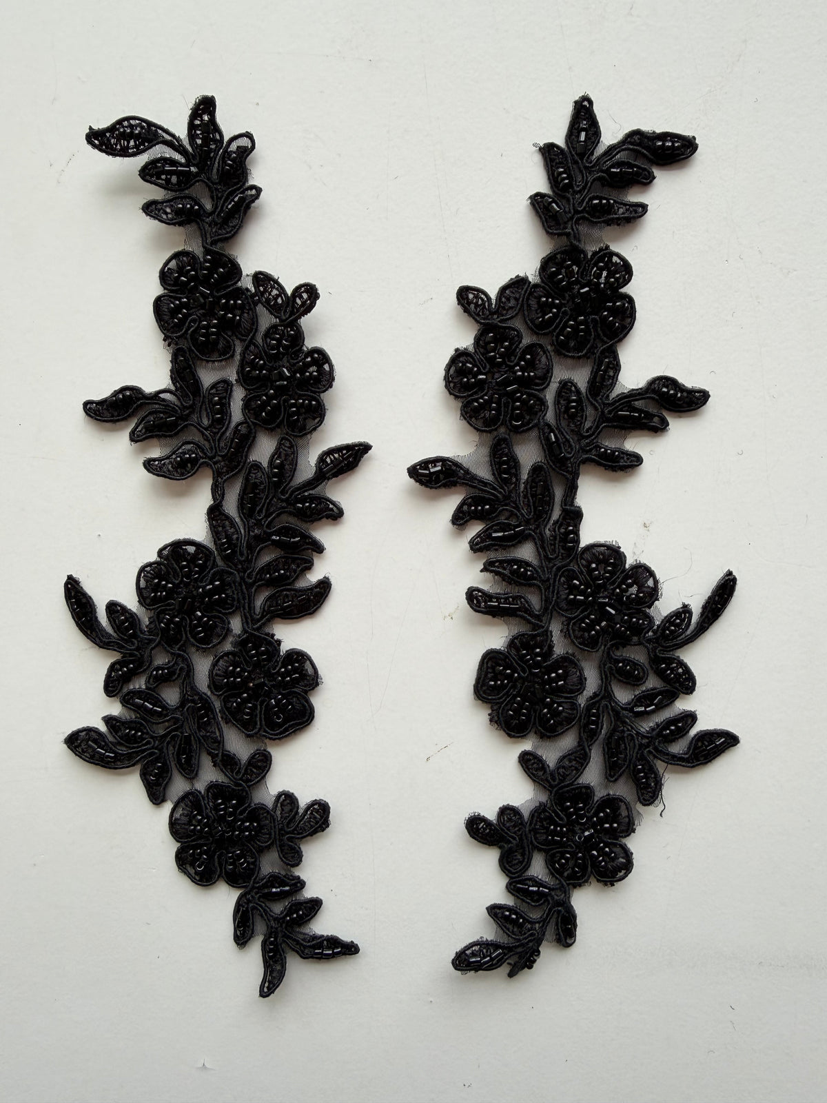 Black Beaded Lace Appliques - T26