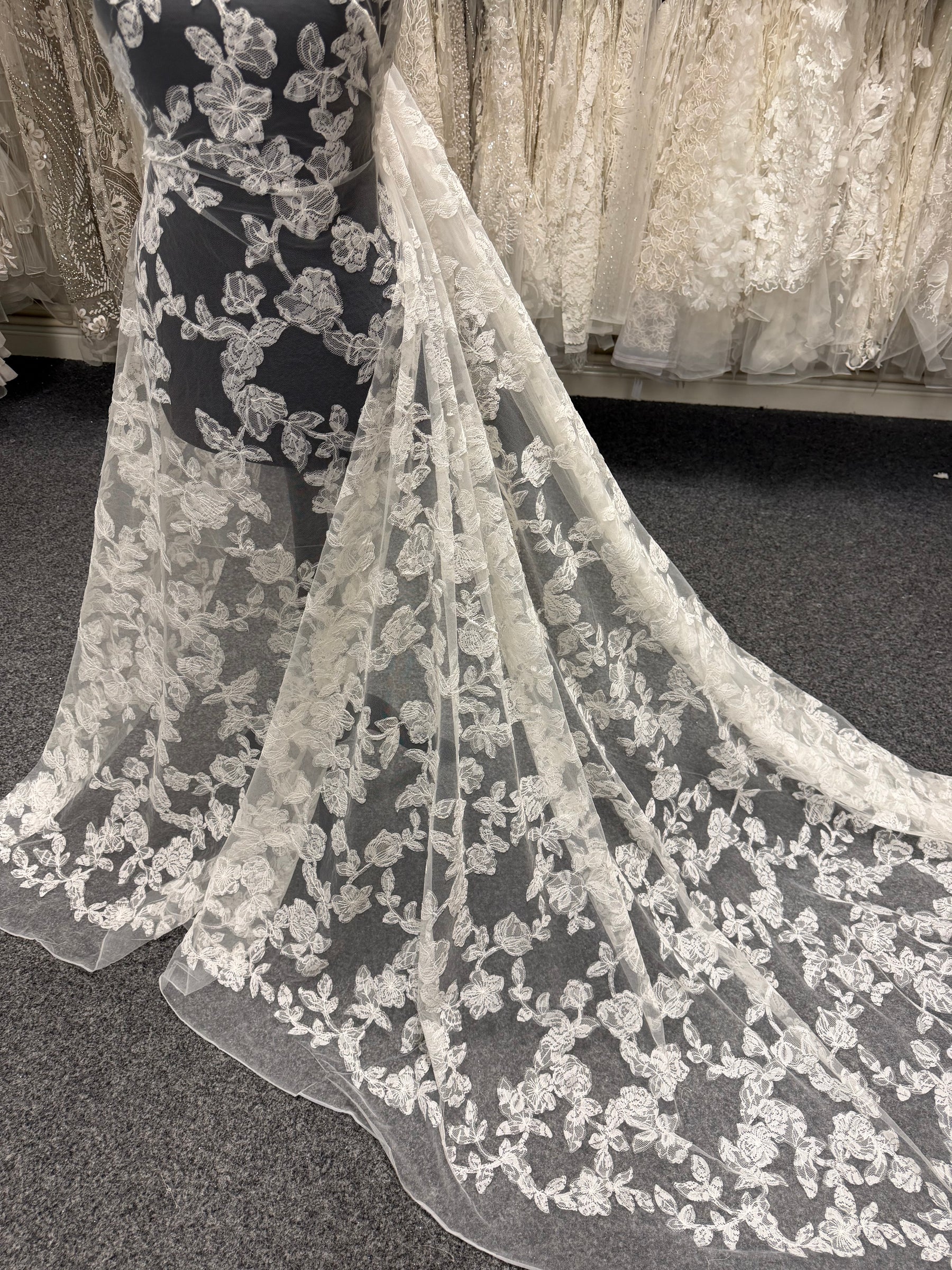 Ivory Contemporary Embroidered Lace - EB5041