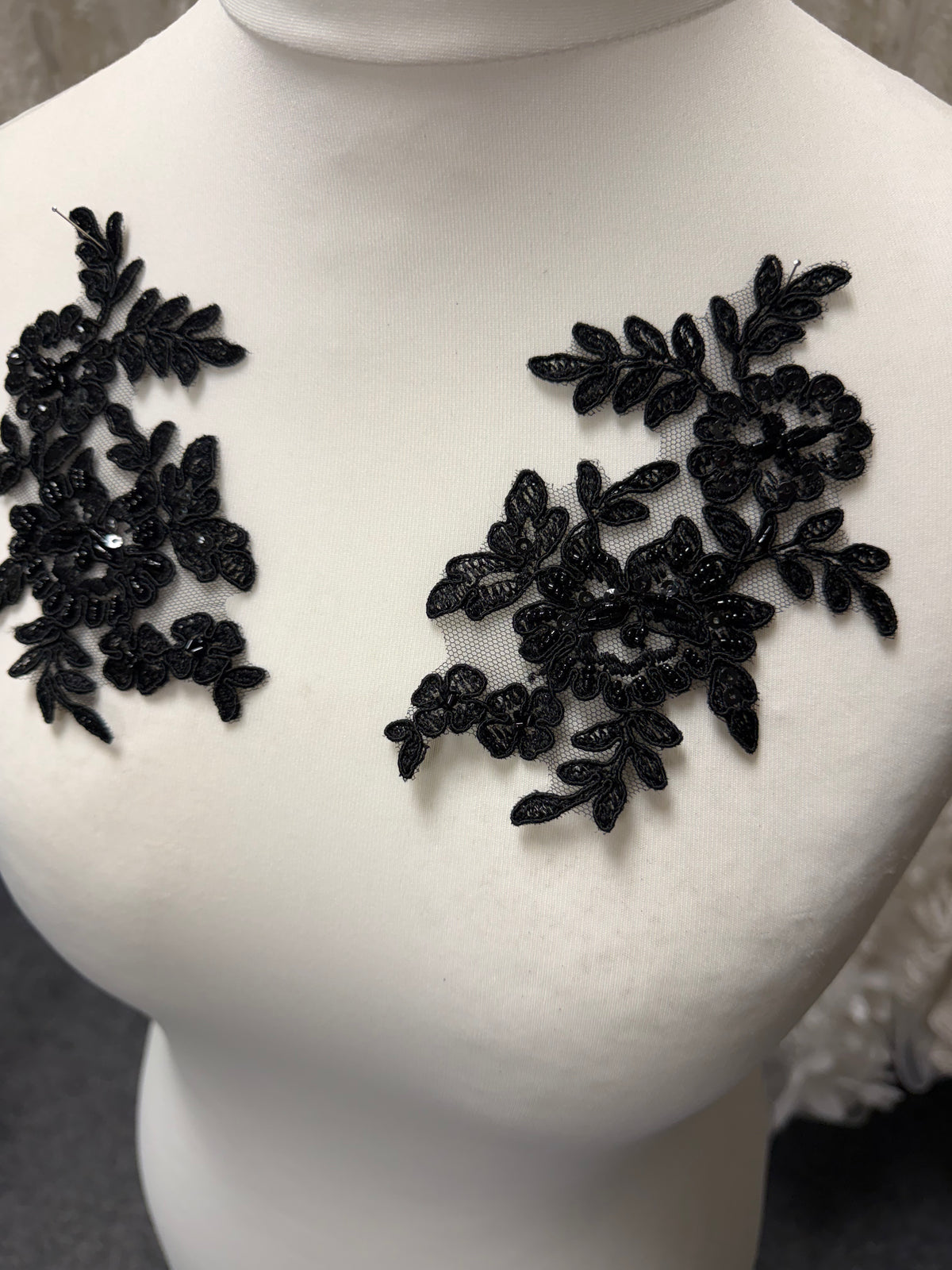 Black Beaded Lace Appliques - Noisy