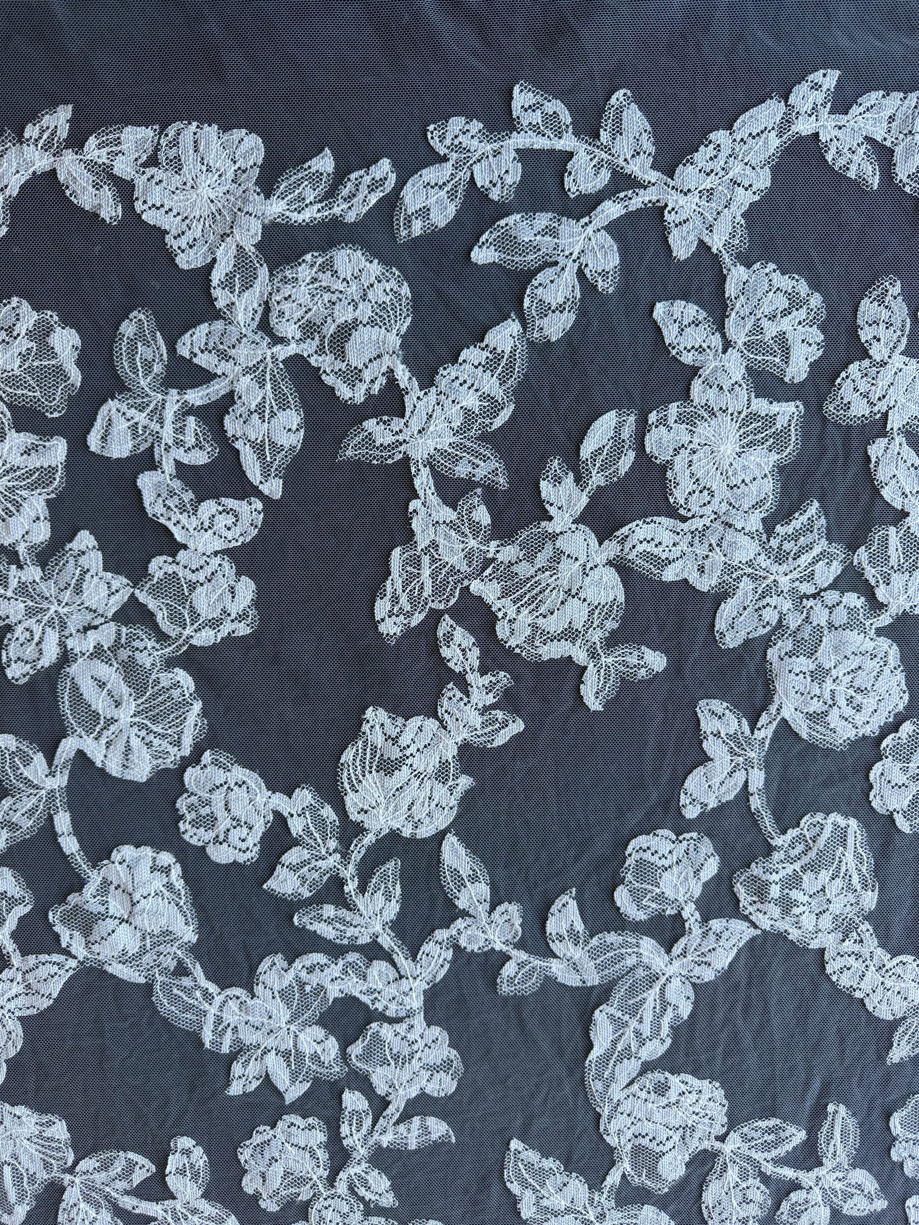 Ivory Contemporary Embroidered Lace - EB5041