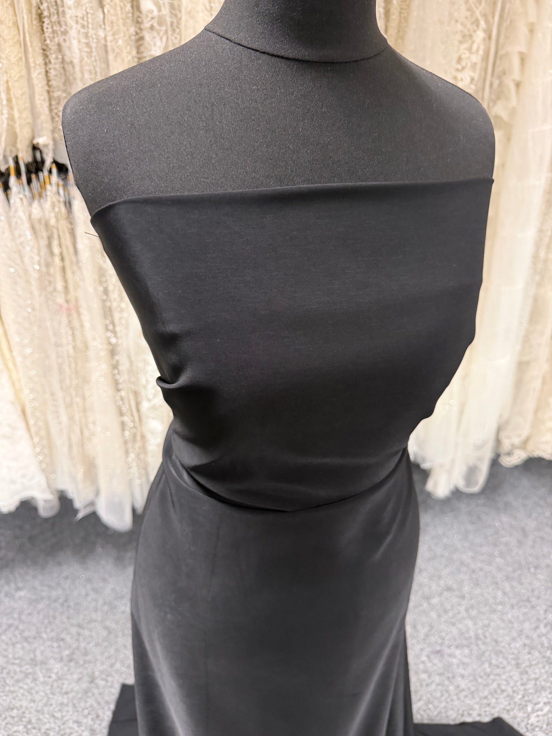 Lightweight Black Polyester Satin - Juxtaposition