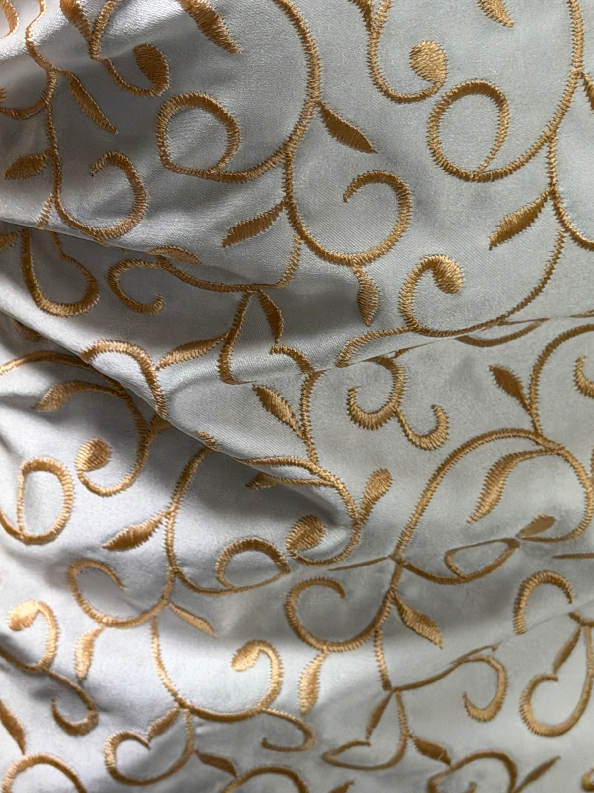 Ivory/Honey Embroidered Duchess Satin - P476