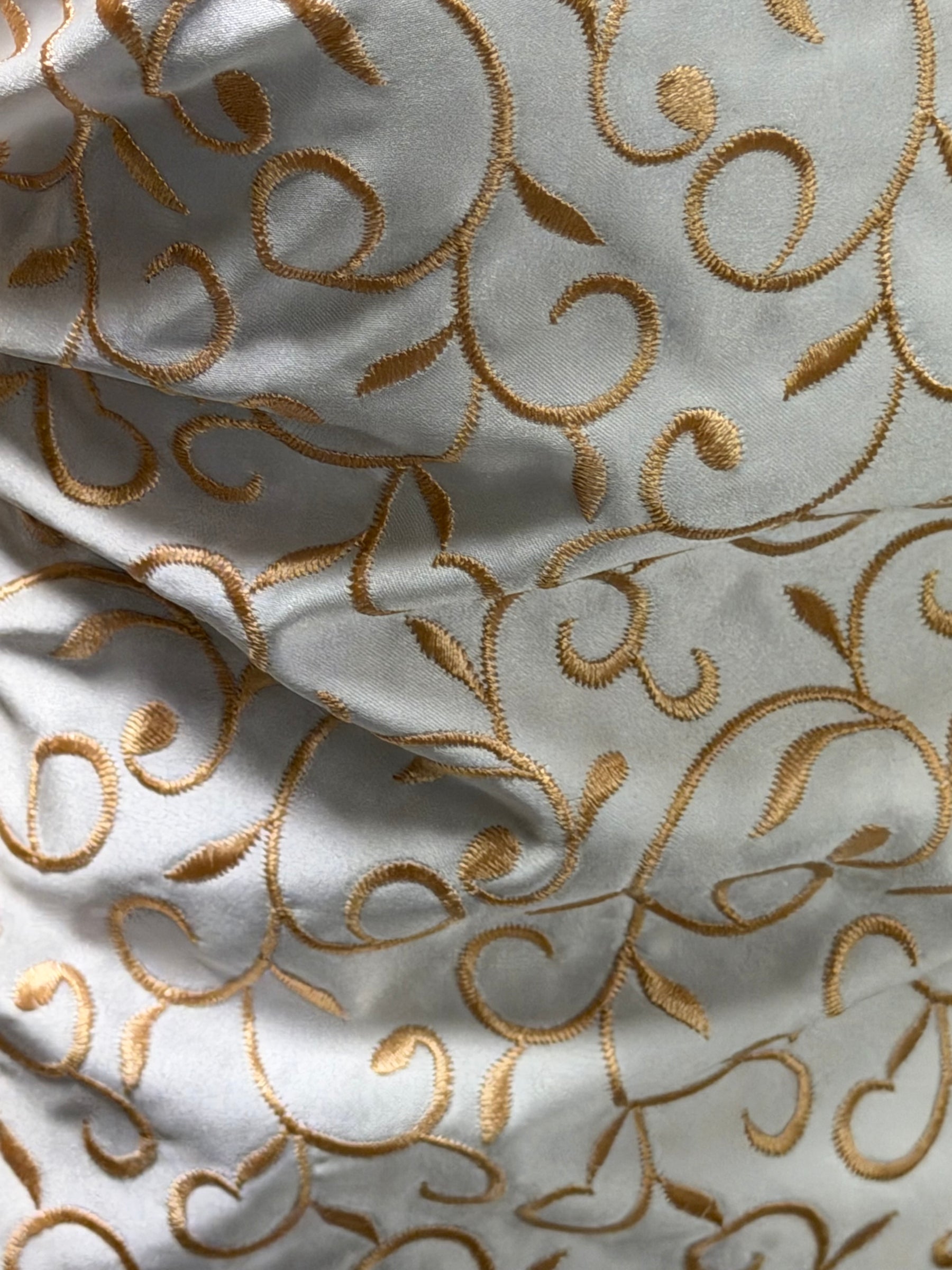 Ivory/Honey Embroidered Duchess Satin - P476