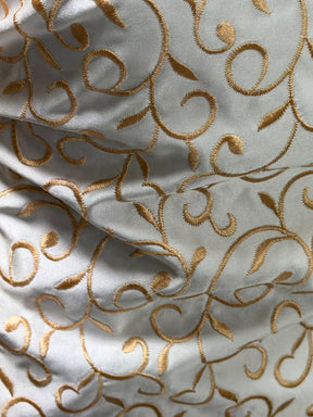 Ivory/Honey Embroidered Duchess Satin - P476