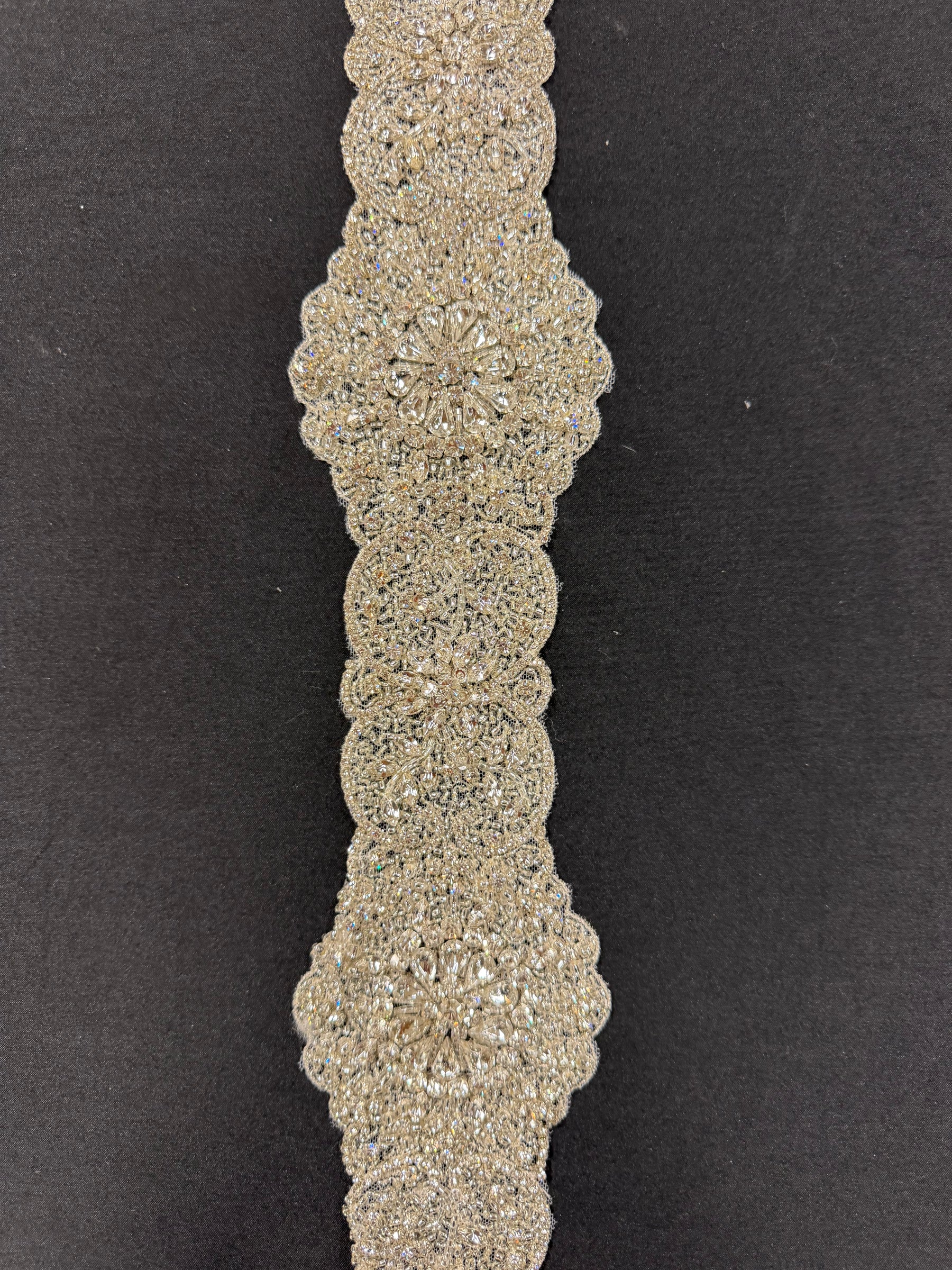 Crystal/Silver Very Heavy Crystal Beaded Edging - T229