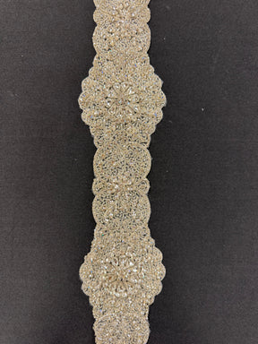 Crystal/Silver Very Heavy Crystal Beaded Edging - T229