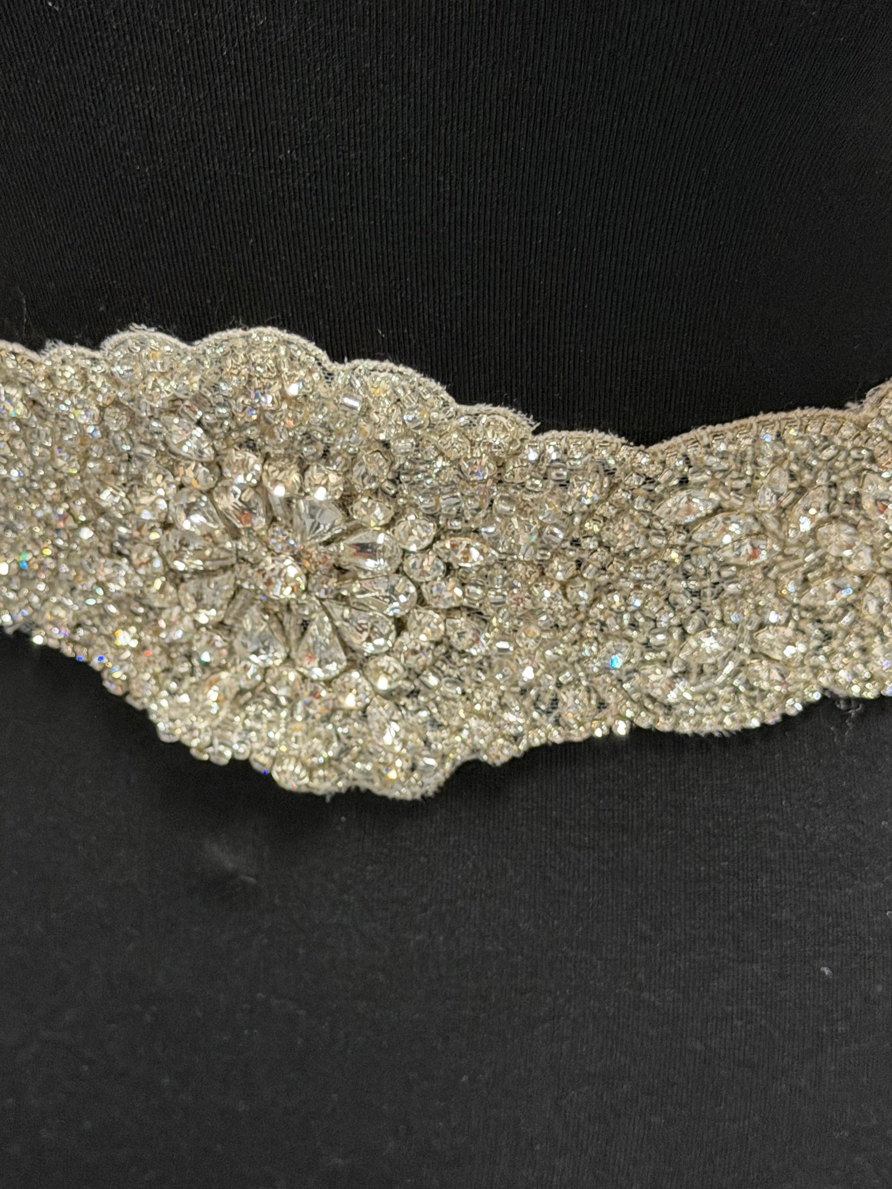 Crystal/Silver Very Heavy Crystal Beaded Edging - T229