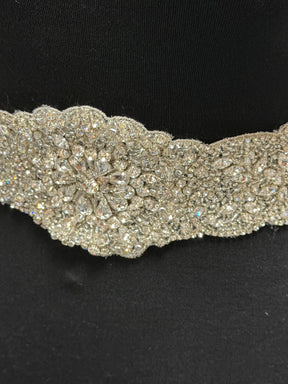 Crystal/Silver Very Heavy Crystal Beaded Edging - T229