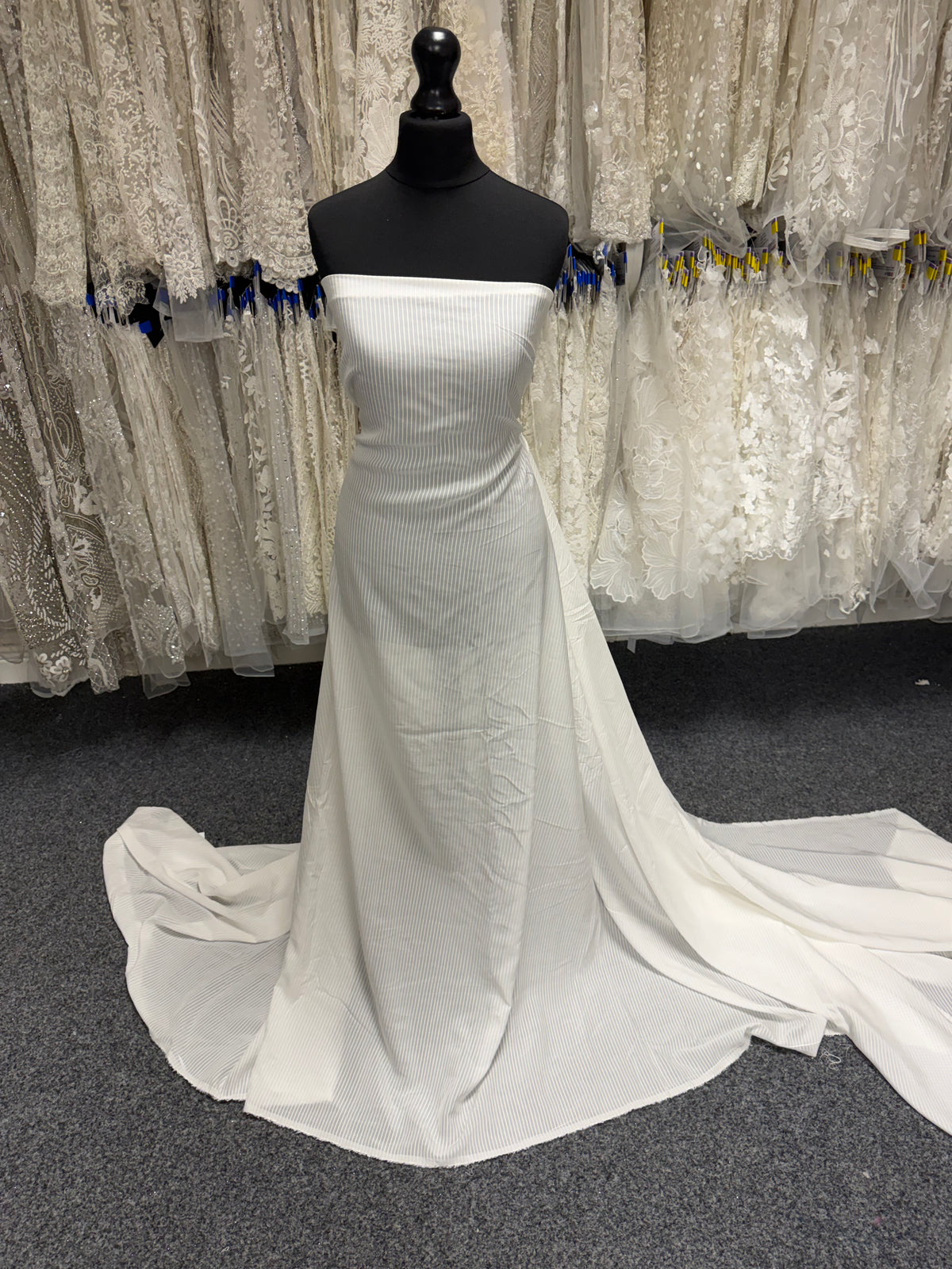 Ivory Self Coloured Striped Voile - PH5002
