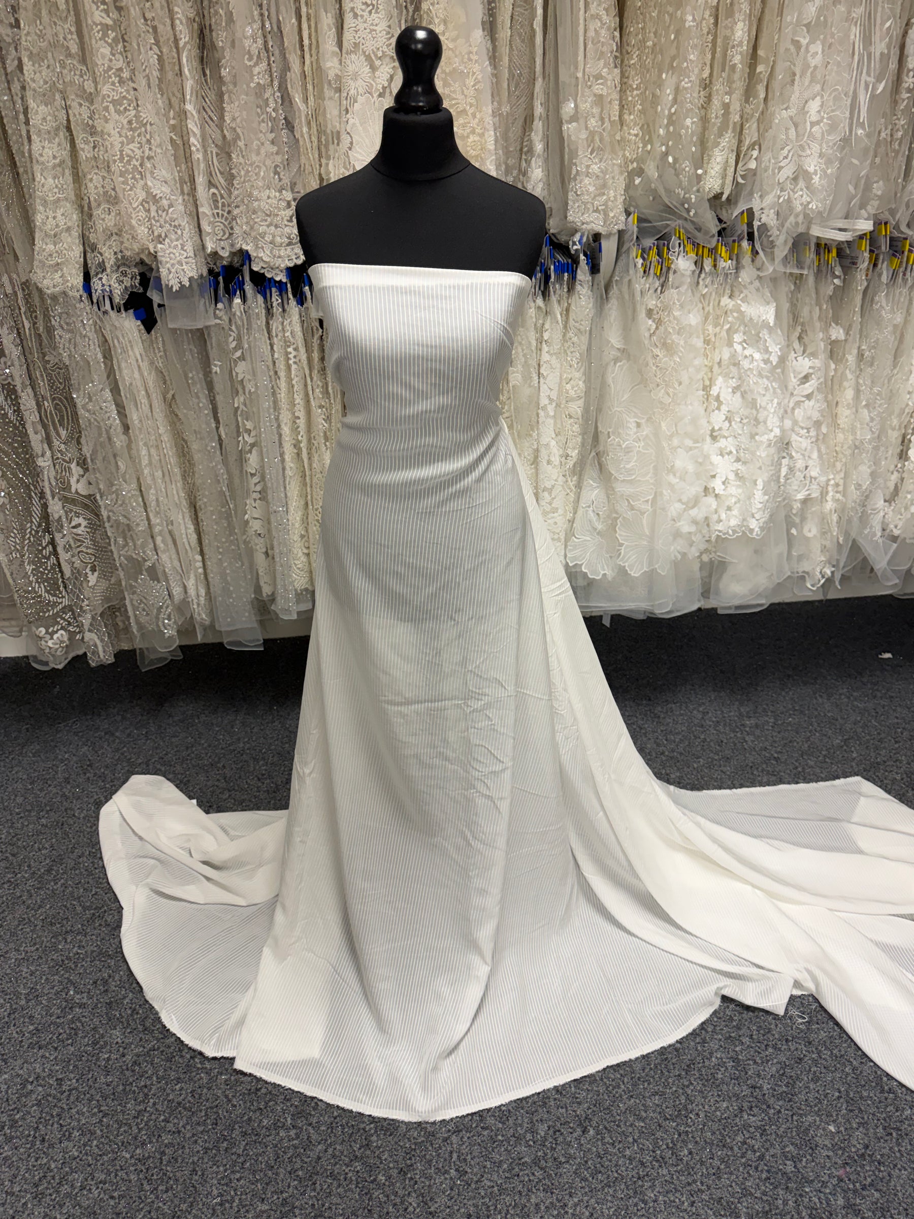 Ivory Self Coloured Striped Voile - PH5002