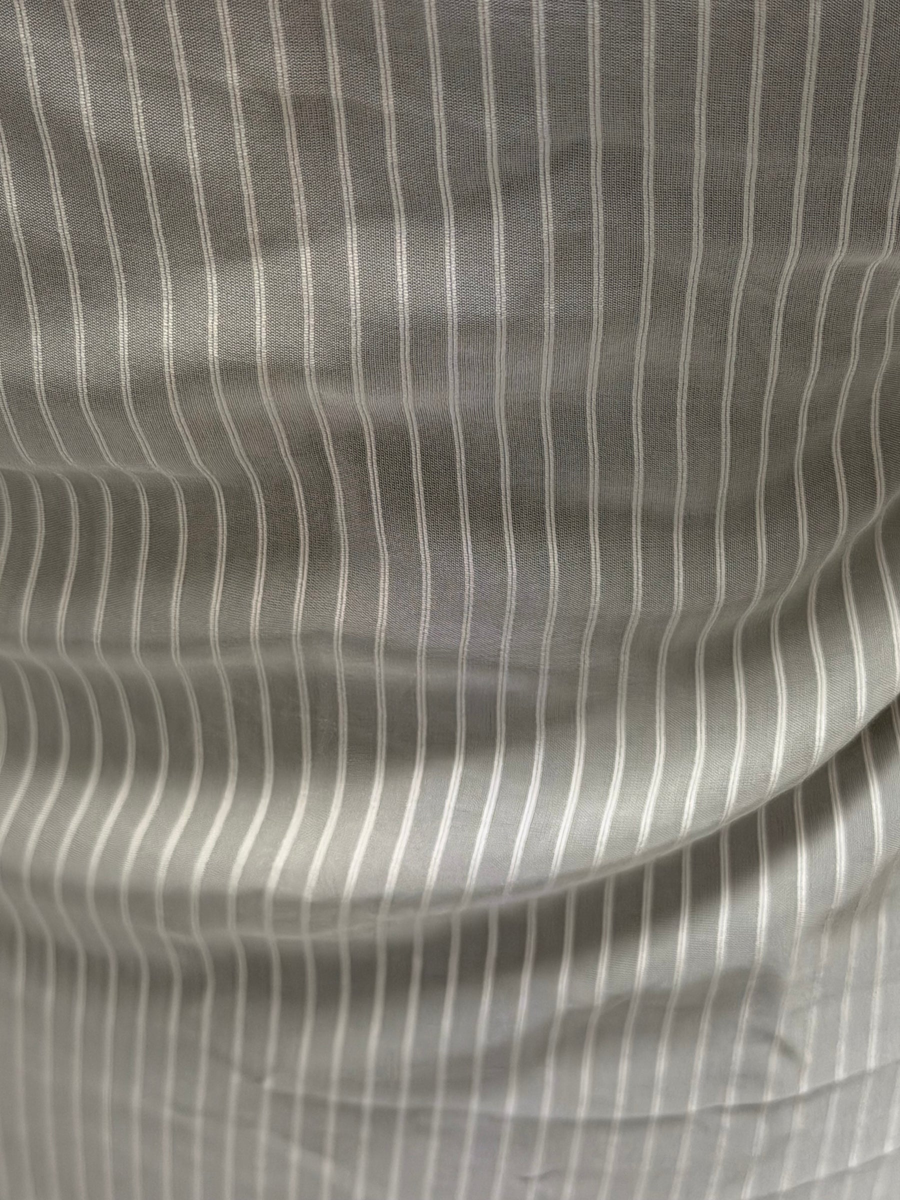Ivory Self Coloured Striped Voile - PH5002