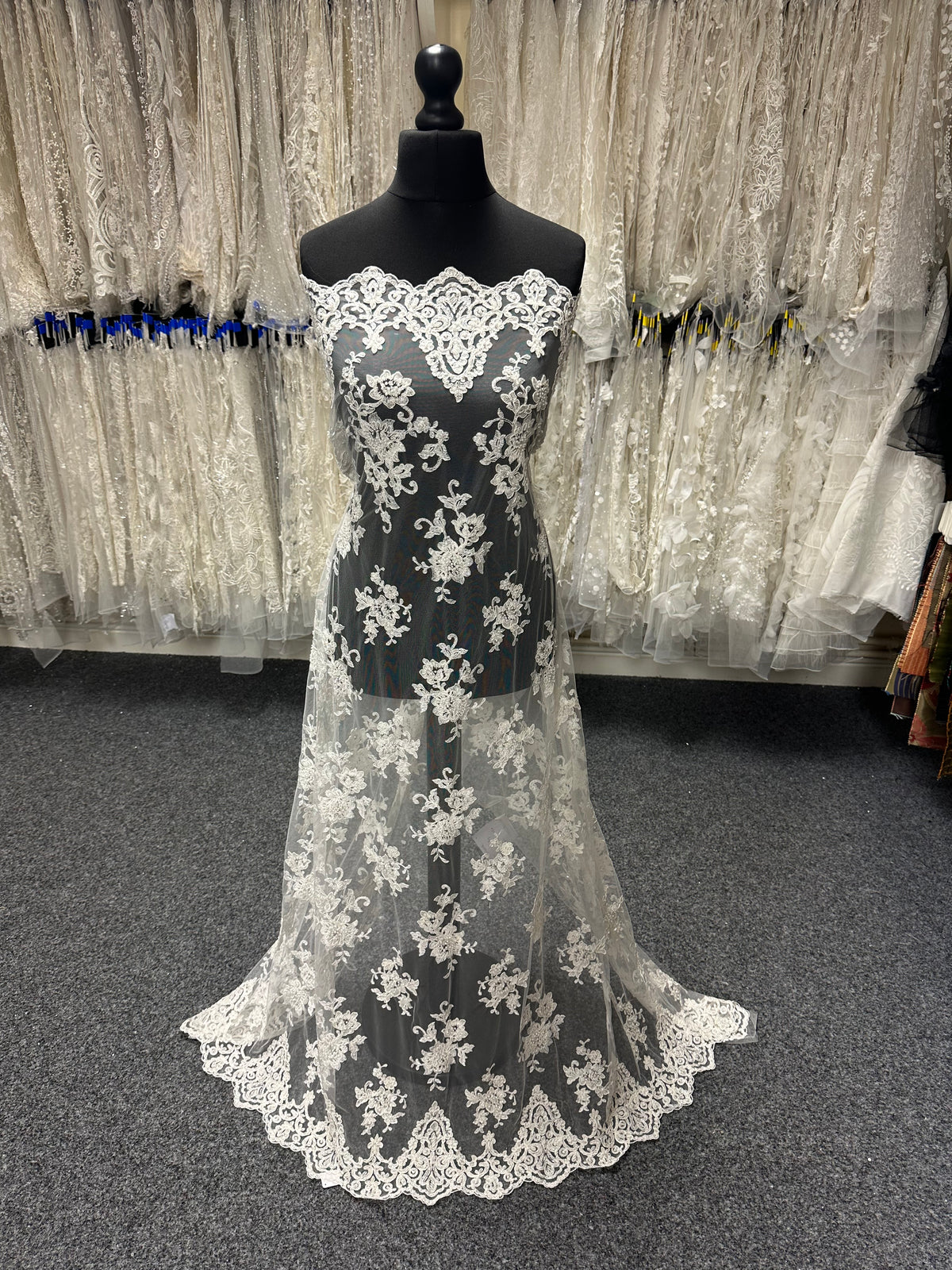Ivory Beaded & Corded Lace - Ziggurat