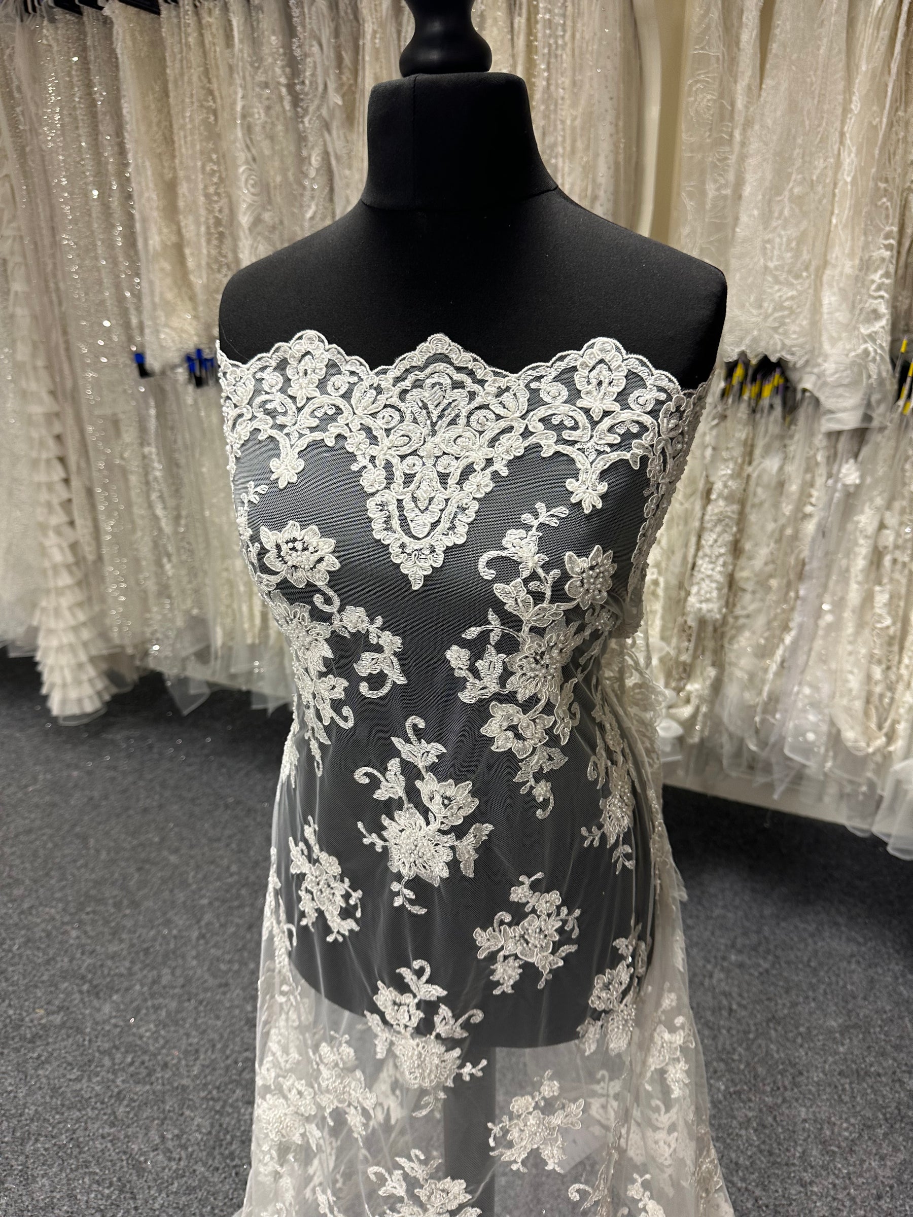 Ivory Beaded & Corded Lace - Ziggurat