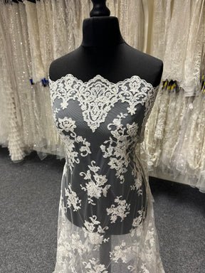 Ivory Beaded & Corded Lace - Ziggurat