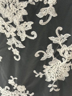 Ivory Beaded & Corded Lace - Ziggurat