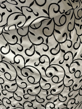 Ivory/Black Embroidered Duchess Satin - P476