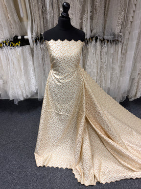 Light Gold/Dark Gold Embroidered Duchess Satin - P476