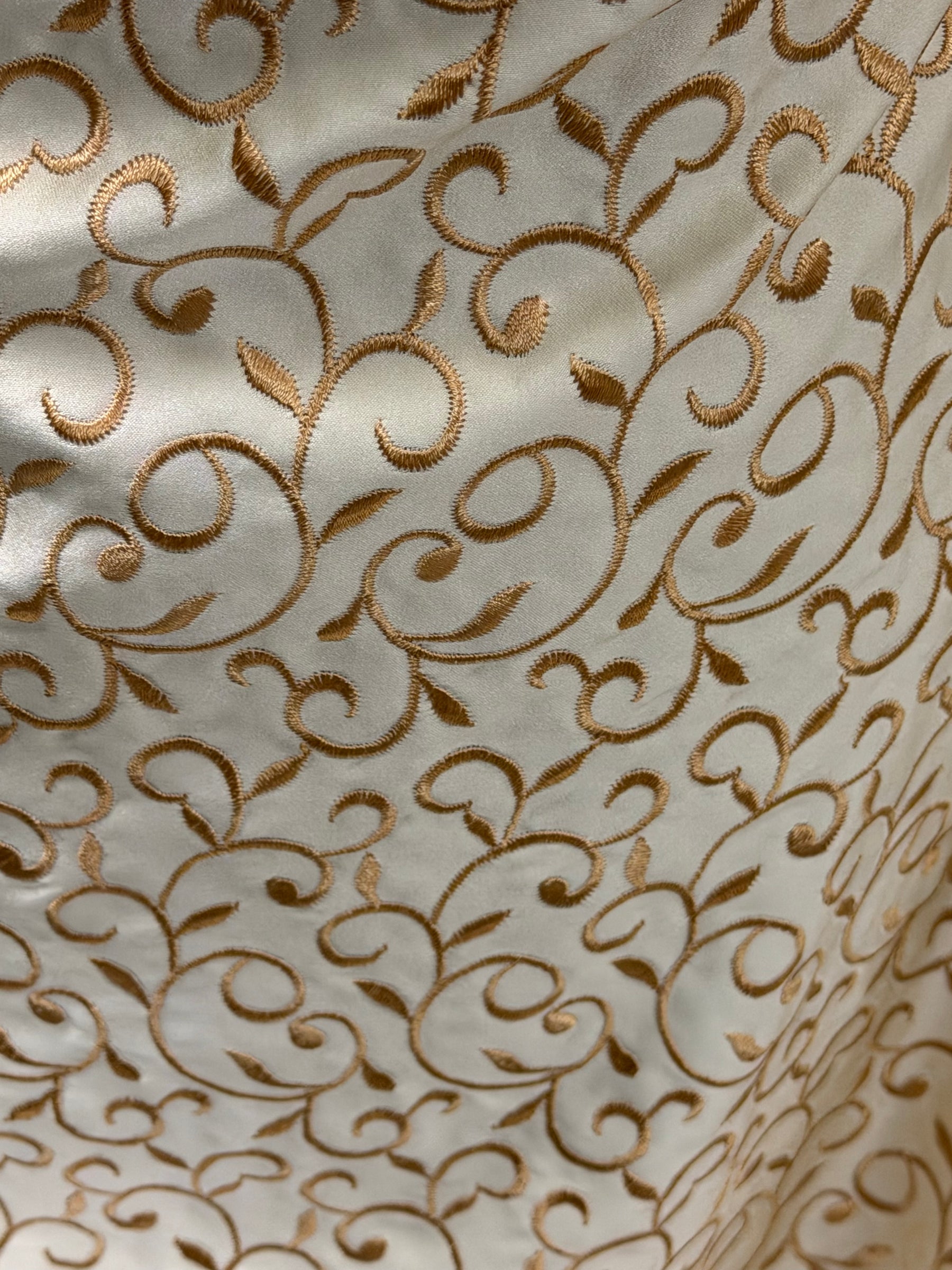 Light Gold/Dark Gold Embroidered Duchess Satin - P476