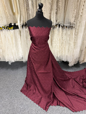 Dark Wine Embroidered Duchess Satin - P476