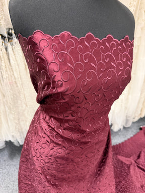 Dark Wine Embroidered Duchess Satin - P476