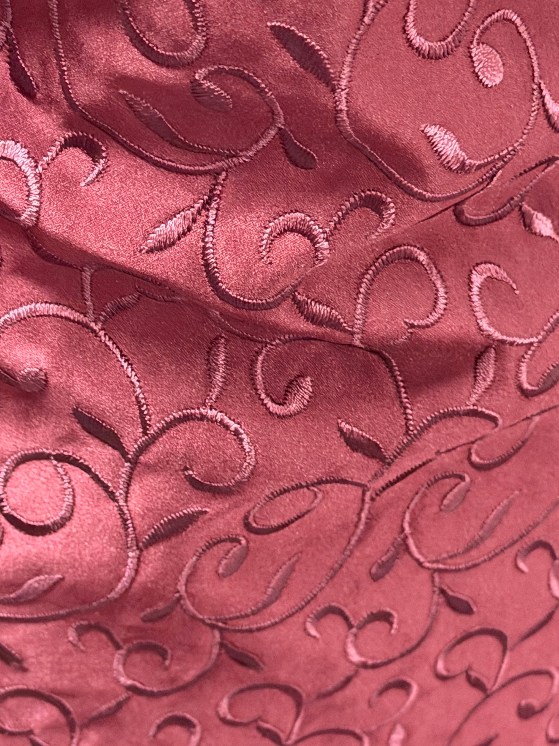 Dark Wine Embroidered Duchess Satin - P476