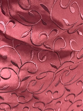 Dark Wine Embroidered Duchess Satin - P476