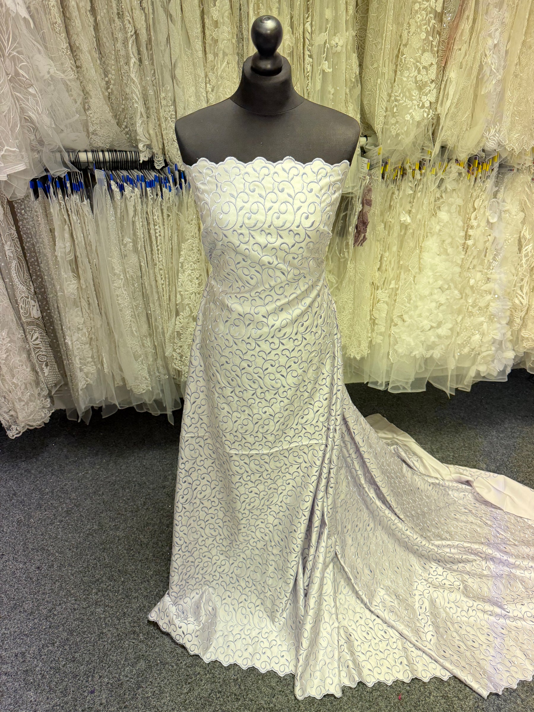 Pale Lilac/Lilac Embroidered Duchess Satin - P476