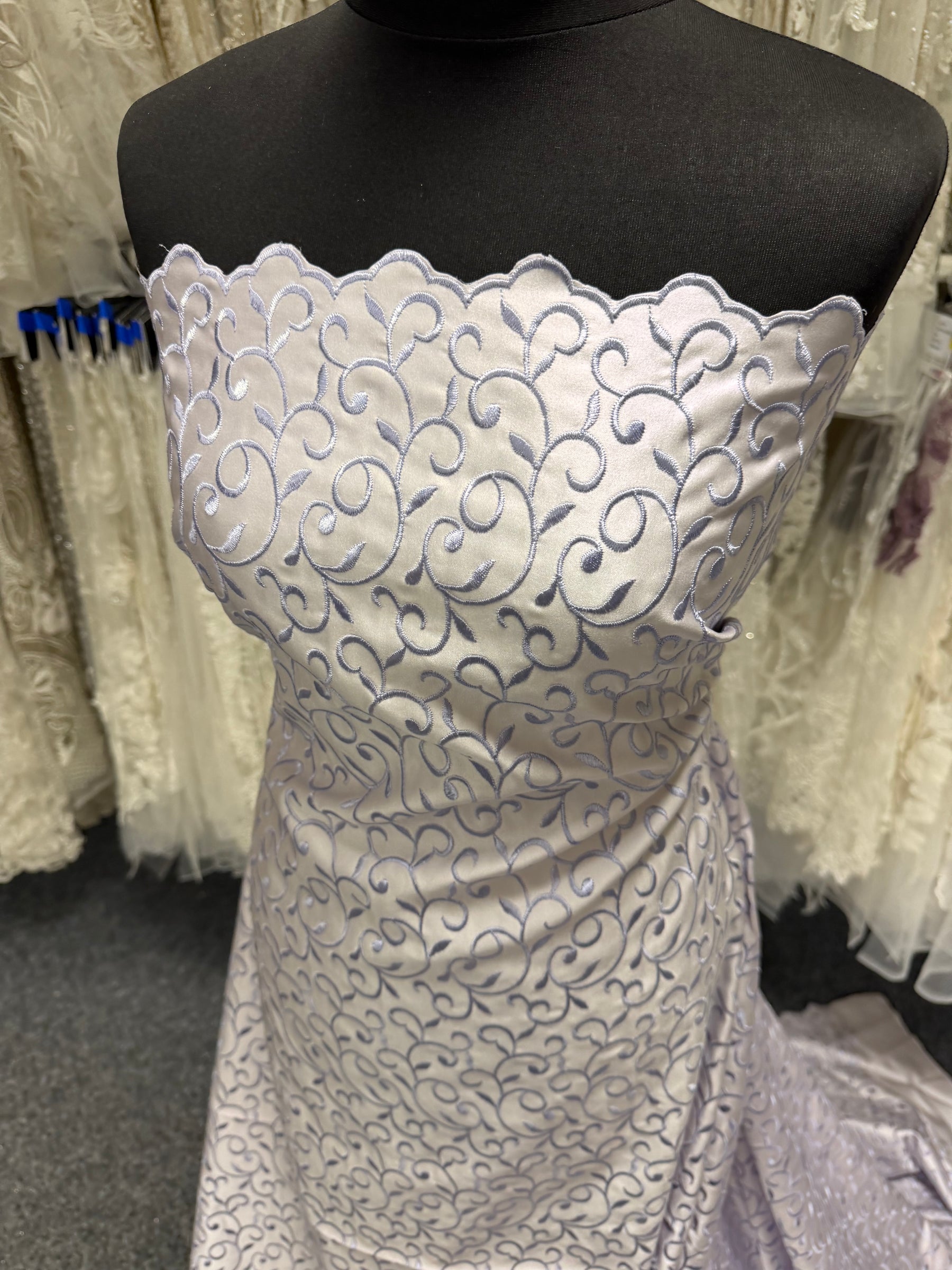 Pale Lilac/Lilac Embroidered Duchess Satin - P476