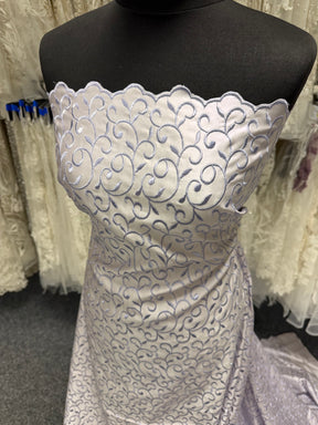 Pale Lilac/Lilac Embroidered Duchess Satin - P476
