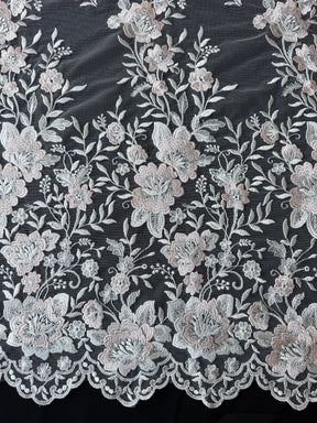 Ivory and Pink Embroidery Lace - EB5032