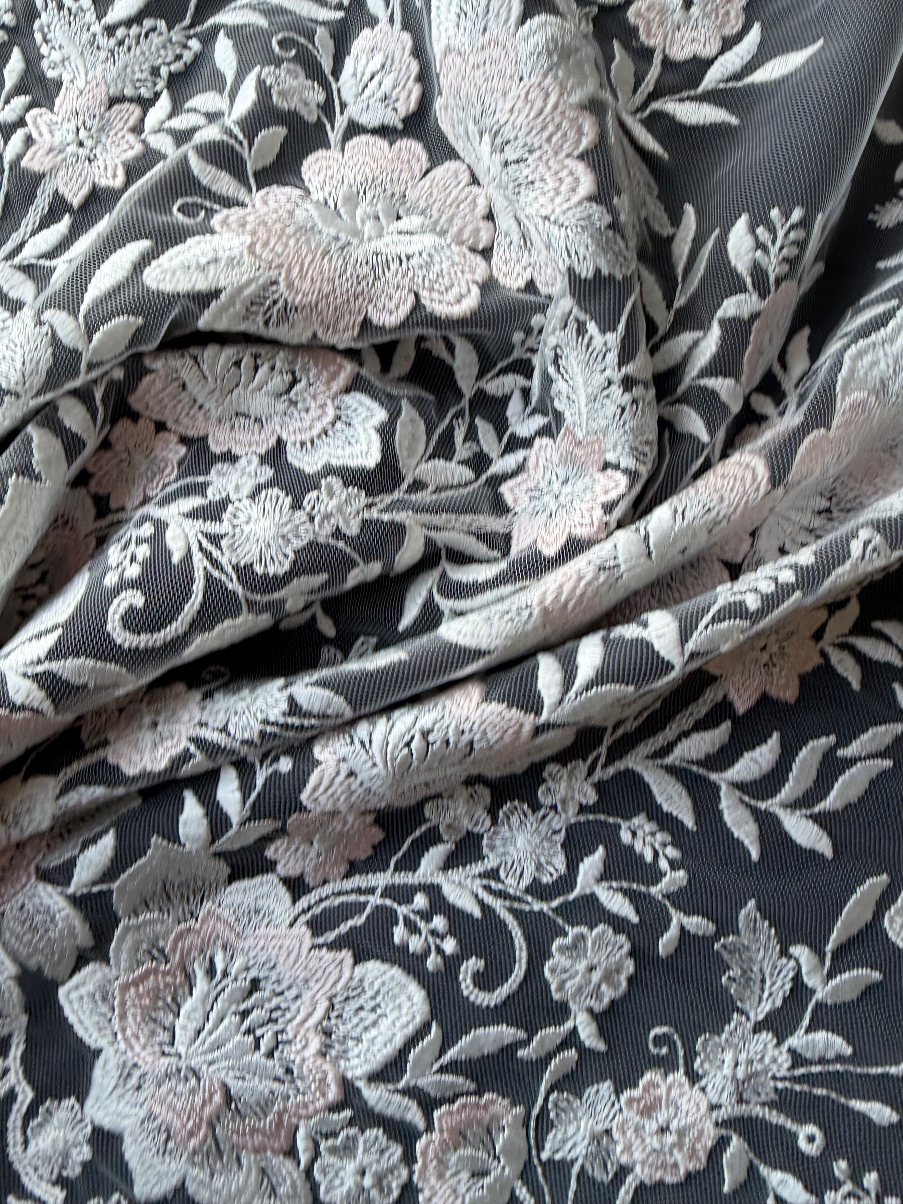 Ivory and Pink Embroidery Lace - EB5032