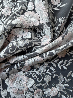 Ivory and Pink Embroidery Lace - EB5032