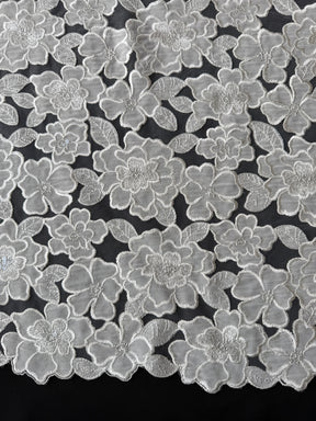 Ivory Embroidered Sequin Tulle - EB3003