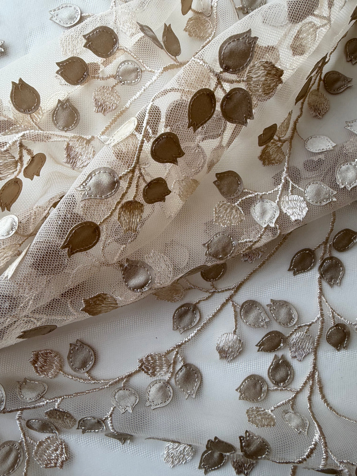 Champagne 3D Embroidered Lace - EB5034
