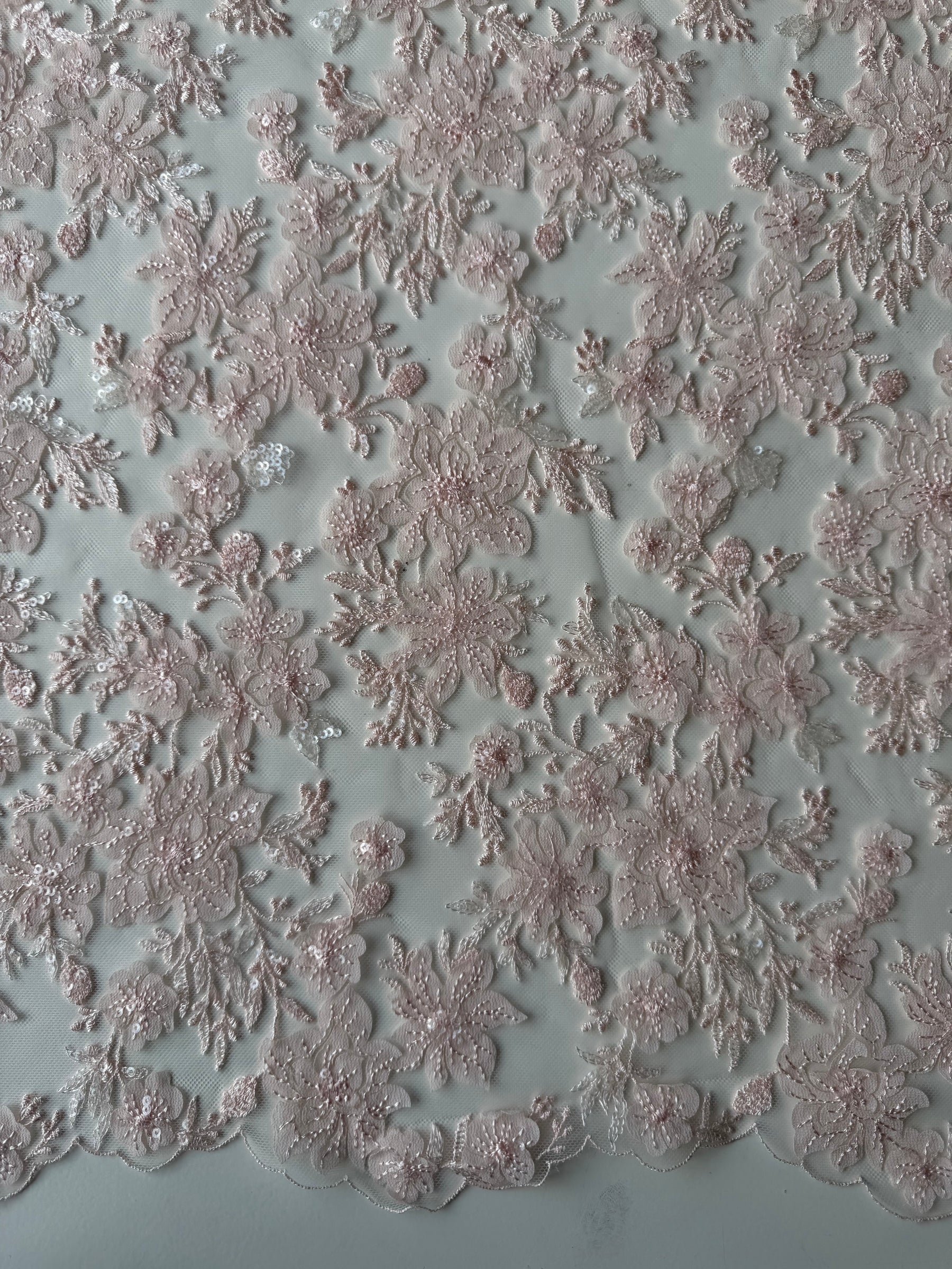 Shell Pink Embroidered Lace - EB3053